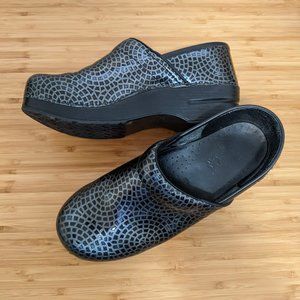 Dansko Black Silver Mosaic Professional Mules Size 39